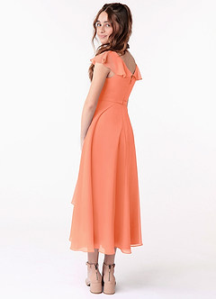 Azazie Posie Junior A-Linie Gestreift Chiffon Kleid Sonnenuntergang image2