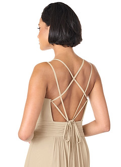 Azazie Farren Bridesmaid Dresses Champagne A-Line Pleated Chiffon Convertible Dress image7