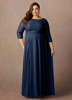 Azazie Carmena Final Sale Dark Navy A-Line Sequins Chiffon Dress image7