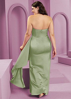Barbie ♥ Azazie Vestidos de damas de honor Vestido de Salvia Polvorienta de Satén Elástico de Corte Recto Convertible con Sin tirantes image10