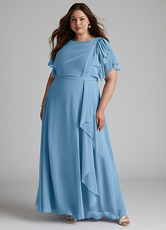 Azazie Aaliyah vestidos de dama de honor modestos Vestido de Corte En A Plisado Scoop Hasta el suelo Gasa image6