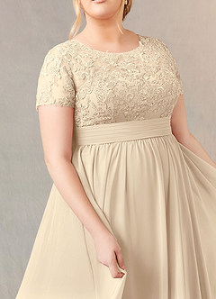 Azazie Annette Mère de la mariée Robes Robe Trapèze en Mousseline de soie Dentelle Champagne image11