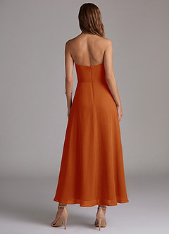 Azazie Wren Vestidos de madrinha de casamento Vestido Páprica de Chiffon de Linha A com Sem alças image4