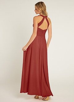 Azazie Claudia Bridesmaid Dresses Terracotta A-Line Sweetheart Neckline Chiffon Dress image4