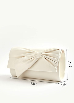 front Pleated Bow Glitter Clutch