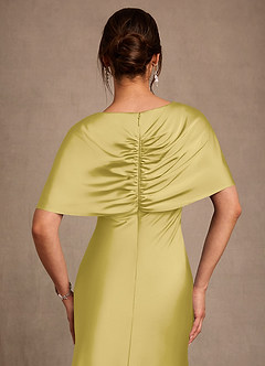 Azazie Dosia Mother of the Bride Dresses Canary Sheath Pleated Stretch Satin Dress image5