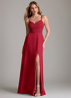 Azazie Terese Bridesmaid Dresses Scarlet A-Line Pleated Chiffon Dress image1