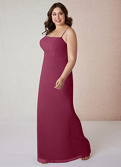 Azazie Tayla Bridesmaid Dresses Mulberry Sheath Square Neckline Chiffon Dress image8