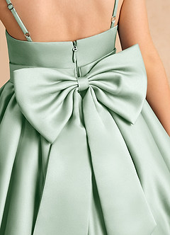 Azazie Davine Flower Girl Dresses Agave A-Line Spaghetti Strap Matte Satin Dress image10