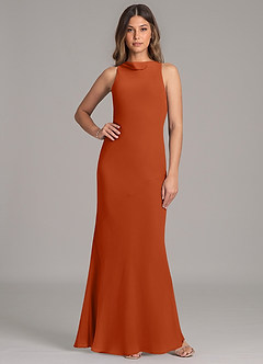 Azazie Allettie Brautjungfernkleider Meerjungfrau-Linie Chiffon Kleid Gebranntes Orange image1