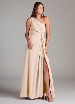 Azazie Brooke Bridesmaid Dresses White Alabaster A-Line One Shoulder Chiffon Dress image4