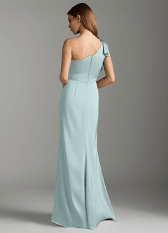 Azazie Rinna Bridesmaid Dresses Mist Mermaid Ruched Stretch Satin Dress image8