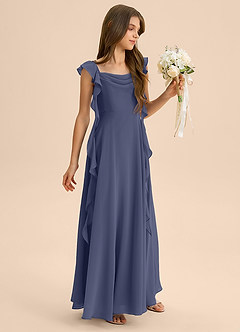 Azazie Carmin Junior Klä av A-Line i Chiffong Rynkad image6