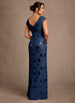 Azazie Tabby Mother of the Bride Dresses Navy Sequins Sheath Pleated Sequins Dress image2