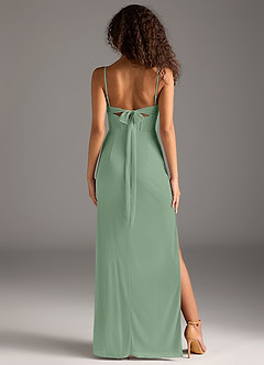 Azazie Mai Brautjungfernkleider Etui Plissee Gittergewebe Kleid Matcha image5