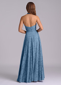 Azazie Tessie Robes de demoiselle d'honneur Robe Trapèze en Blumen-Burnout Plissée Acier Bleuté image2