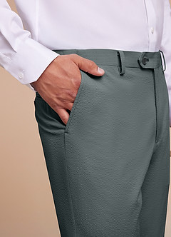 front Miles Gris Pantalones de vestir de seersucker