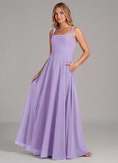 Azazie Shaude Bridesmaid Dresses Lilac A-Line Pleated Chiffon Dress image4
