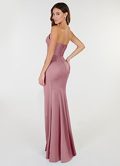 Azazie Yola Bridesmaid Dresses Vintage Mauve Sheath V-Neck Pleated Stretch Satin Convertible Dress image4