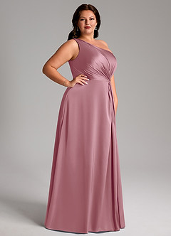 Azazie Brooke Bridesmaid Dresses Vintage Mauve A-Line One Shoulder Stretch Satin Dress image10