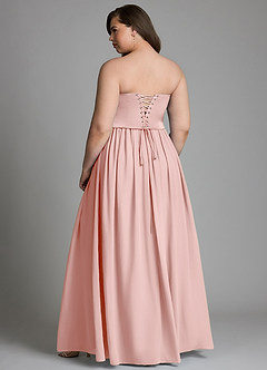 Azazie Cadence Robes de demoiselle d'honneur Robe Trapèze Convertible en Satin extensible Corset Rose Poudré image12