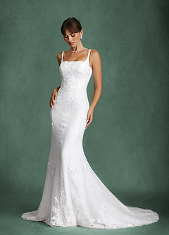 Azazie Harlow Wedding Dresses Diamond White Mermaid Lace Dress image1