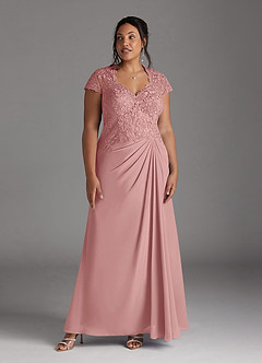 Azazie Junie Mother of the Bride Dresses Dusty Rose A-Line Lace Chiffon Dress image7