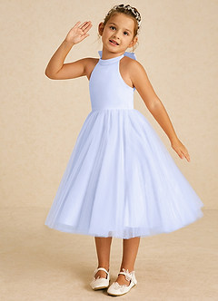 Azazie Dora Flower Girl Dresses Lavender A-Line Bow Tulle Dress image2