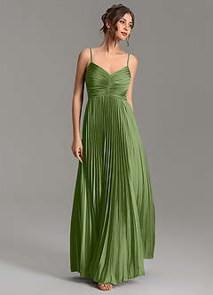 Azazie Blake Bridesmaid Dresses Juniper A-Line Pleated Stretch Satin Dress image1