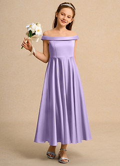 Azazie Teeny Junior Formal Flower Girl Klänningar Klä A-Line i Matt satäng Plisserad image5