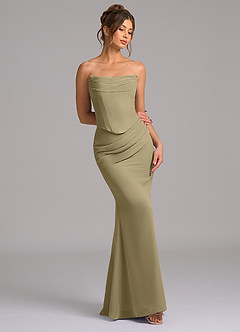 Azazie Sorrel Vestidos de madrinha de casamento Vestido Musgo Verde de Chiffon de sereia com Espartilho image7