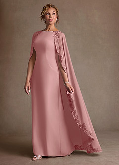 Azazie Artemisia Mother of the Bride Dresses Dusty Rose Sheath Lace Chiffon Dress image4