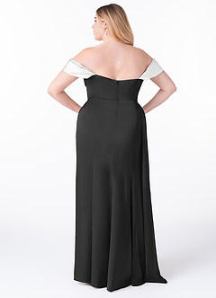 Azazie Amyra 신부 들러리 드레스 인어 오프 더 숄더 스트레치 새틴 바닥 길이 드레스 image10