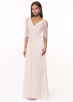 Azazie Noelia Bridesmaid Dresses A-Line Pleated Mesh Floor-Length Dress image3