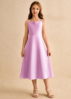 Azazie Jaella Girls Formal Flower Girl Klänningar Klä A-Line i Matt satäng Plisserad image3
