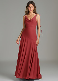 Azazie Dawn Bridesmaid Dresses Rust Mermaid Pleated Chiffon Dress image7