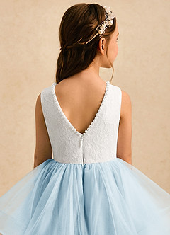 Azazie Madison Abiti da Ragazza di Fiori Abito Principessa in Tulle Pizzo Avorio Azzurro image5