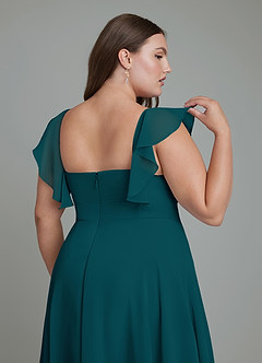 Azazie Leilani Bridesmaid Dresses Pine A-Line Pleated Chiffon Dress image12