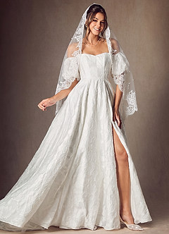front Pearl Chantilly Lace Mantilla Veil