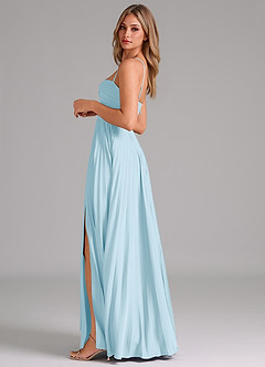 Azazie Akiko Bridesmaid Dresses Sky Blue A-Line Sweetheart Neckline Stretch Satin Dress image7