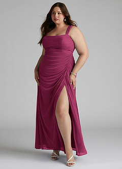 Azazie Jesaphine Bridesmaid Dresses Mulberry Sheath Ruched Mesh Dress image8