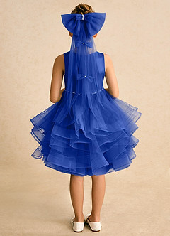 Azazie Tinie Blumenmädchenkleider Ballkleid Schleifen Tüll Kleid Königsblau image6