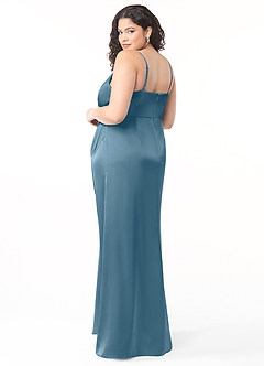 Azazie Maci Bridesmaid Dresses Bermuda A-Line V-Neck Pleated Stretch Satin Dress image8