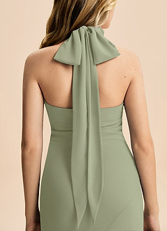 Azazie Velli Junior Meerjungfrau-Linie Hoher Kragen Chiffon Kleid Pistazie image6