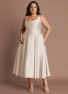 Olivia Cream Pleated Midi Dress image7