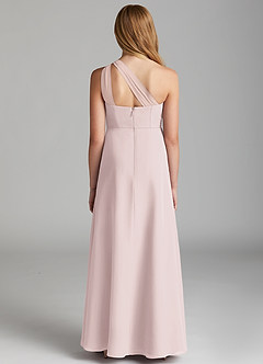Azazie Maive Junior Blushing Pink A-Line Pleated Chiffon Dress image3
