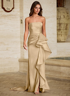 Liorah Champagne Axelbandslös balklänning image4