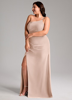 Azazie Eren Jurken voor bruidsmeisjes Jurk van Chiffon met Kolom One-shoulder Engelse Roos image12