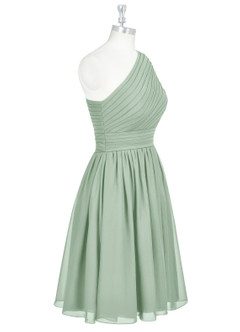 Azazie Katrina Bridesmaid Dresses Agave A-Line One Shoulder Chiffon Dress image8