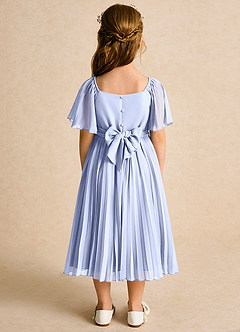 Azazie Gisele Abiti da Ragazza di Fiori Abito A-Line in Chiffon Plissettato Ghiaccio image6